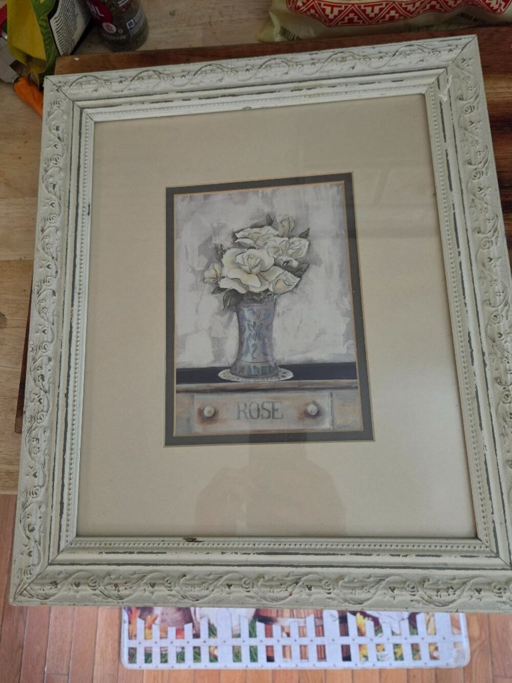 Framed art print floral pastel roses by artist Celeste Peters